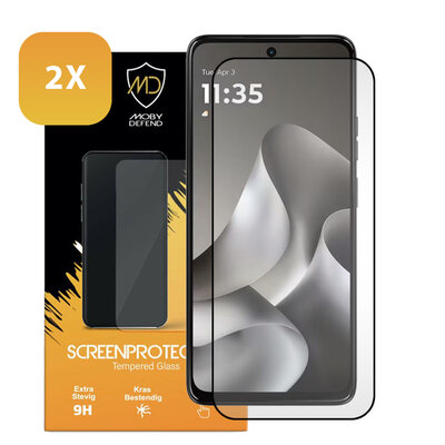 2-Pack Motorola Moto G37 / G37 Power / G47 Screenprotectors - MobyDefend Screensavers Met Zwarte Randen - Gehard Glas 