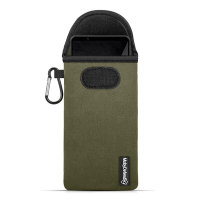 Hoesje voor Sony Xperia 1 VIII - MobyDefend Neopreen Pouch Met Karabijnhaak - Insteekhoesje - Riemlus Hoesje - Groen