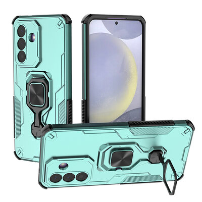 Samsung Galaxy A27 Hoesje - MobyDefend Dubbelgelaagde Pantsercase Met Standaard - Turquoise