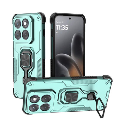 Motorola Edge 70 Pro Hoesje - MobyDefend Dubbelgelaagde Pantsercase Met Standaard - Turquoise