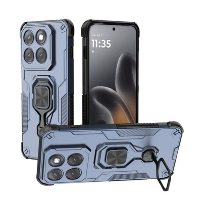 Motorola Edge 70 Pro Hoesje - MobyDefend Dubbelgelaagde Pantsercase Met Standaard - Blauw