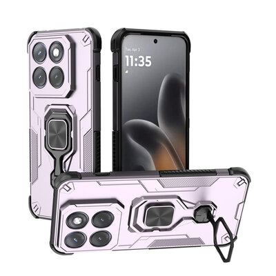 Motorola Edge 70 Pro Hoesje - MobyDefend Dubbelgelaagde Pantsercase Met Standaard - Roze