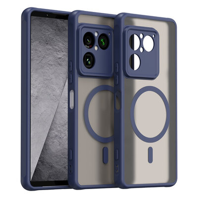 Sony Xperia 1 VIII Hoesje - MobyDefend MagSafe Case Mat Transparant Met Gekleurde Rand - Blauw