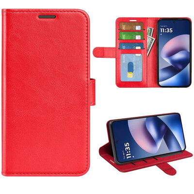 Motorola Moto G37 / G47 Hoesje - MobyDefend Wallet Book Case (Sluiting Achterkant) - Rood