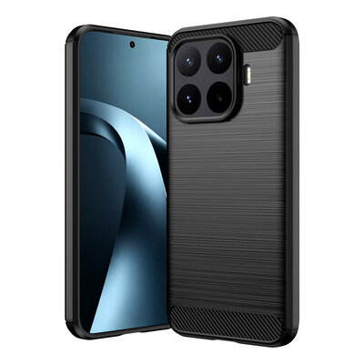 Xiaomi 17T Pro Hoesje - MobyDefend TPU Backcover - Geborstelde Metaal &amp; Carbon-Look - Zwart