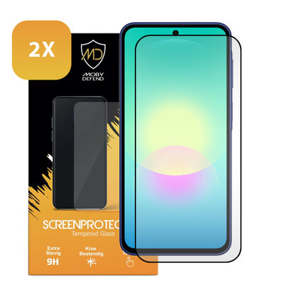 2-Pack Samsung Galaxy A27 Screenprotectors - MobyDefend Screensavers Met Zwarte Randen - Gehard Glas 