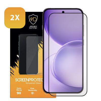 2-Pack Oppo Reno16 Pro Screenprotectors - MobyDefend Screensavers Met Zwarte Randen - Gehard Glas 