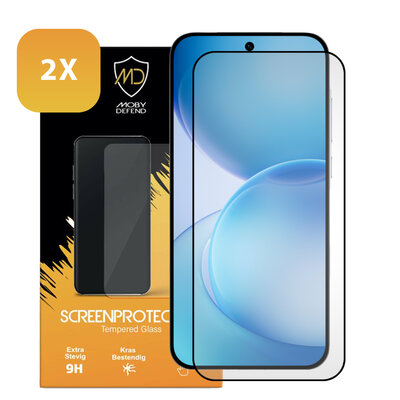 2-Pack Oppo Reno16 F/FS Screenprotectors - MobyDefend Screensavers Met Zwarte Randen - Gehard Glas 