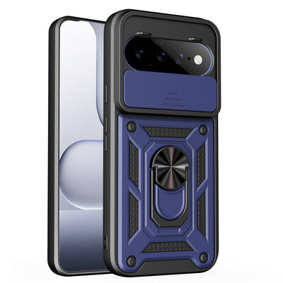 Google Pixel 11 / Pixel 11 Pro Hoesje - MobyDefend Pantsercase Met Draaibare Ring - Blauw