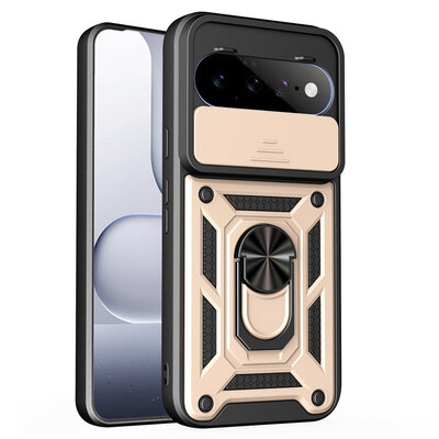 Google Pixel 11 / Pixel 11 Pro Hoesje - MobyDefend Pantsercase Met Draaibare Ring - Goud