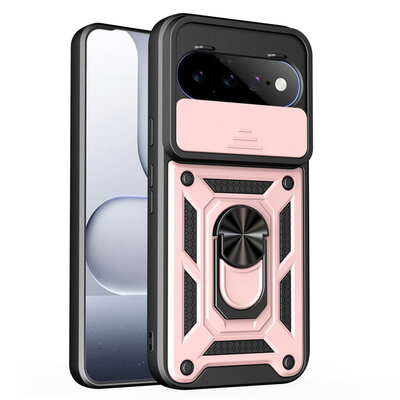 Google Pixel 11 / Pixel 11 Pro Hoesje - MobyDefend Pantsercase Met Draaibare Ring - Ros&eacute;