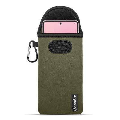 Hoesje voor Samsung Galaxy Z Flip 8 - MobyDefend Neopreen Pouch Met Karabijnhaak - Insteekhoesje - Riemlus Hoesje - Groen