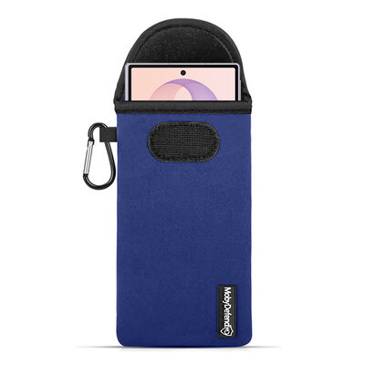 Hoesje voor Samsung Galaxy Z Fold 8 - MobyDefend Neopreen Pouch Met Karabijnhaak - Insteekhoesje - Riemlus Hoesje - Blauw