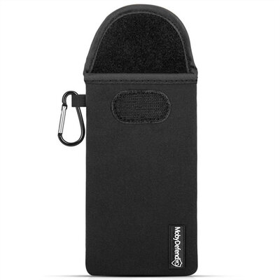 Hoesje voor Samsung Galaxy S26 FE - MobyDefend Neopreen Pouch Met Karabijnhaak - Insteekhoesje - Riemlus Hoesje - Zwart