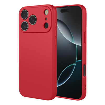 iPhone 18 Pro Max Hoesje - MobyDefend Matte Siliconen Backcover - Framboosrood