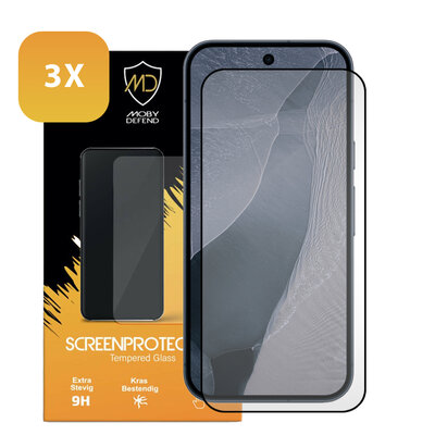 3-Pack Google Pixel 11 Pro XL Screenprotectors - MobyDefend Screensavers Met Zwarte Randen - Gehard Glas 