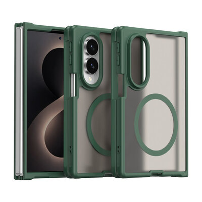 Samsung Galaxy Z Fold 8 Hoesje - MobyDefend MagSafe Case Mat Transparant Met Gekleurde Rand - Groen