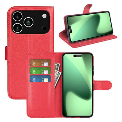 iPhone 18 Pro Max Hoesje - MobyDefend Kunstleren Wallet Book Case (Sluiting Voorkant) - Rood