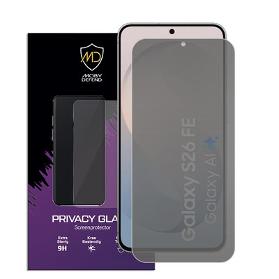 MobyDefend Samsung Galaxy S26 FE Screenprotector - HD Privacy Glass Screensaver