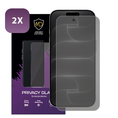 2-Pack MobyDefend iPhone 18 Pro Screenprotectors - HD Privacy Glass Screensavers