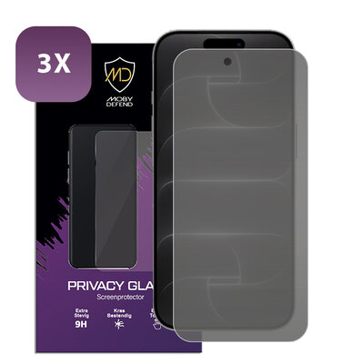 3-Pack MobyDefend iPhone 18 Pro Screenprotectors - HD Privacy Glass Screensavers