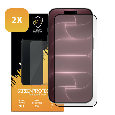 2-Pack iPhone 18 Pro Max Screenprotectors - MobyDefend Screensavers Met Zwarte Randen - Gehard Glas 