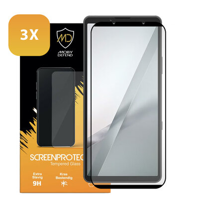 3-Pack Sony Xperia 10 VIII Screenprotectors - MobyDefend Screensavers Met Zwarte Randen - Gehard Glas 