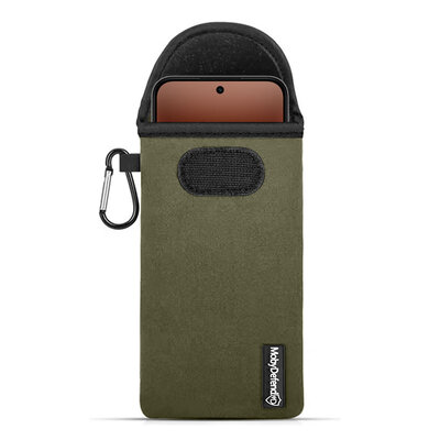 Hoesje voor Oppo A7 Pro - MobyDefend Neopreen Pouch Met Karabijnhaak - Insteekhoesje - Riemlus Hoesje - Groen
