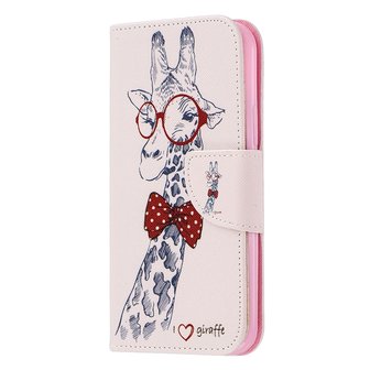 iPhone 11 Pro hoesje, 3-in-1 bookcase met print, giraffe