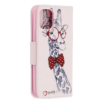 iPhone 11 Pro hoesje, 3-in-1 bookcase met print, giraffe