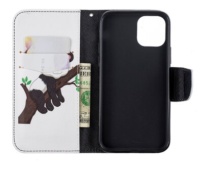 iPhone 11 Pro hoesje, 3-in-1 bookcase met print, panda in boom