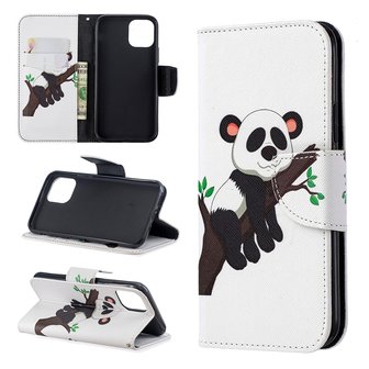 iPhone 11 Pro hoesje, 3-in-1 bookcase met print, panda in boom