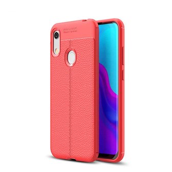 Huawei Y6 (2019) hoesje, gel case lederlook, rood