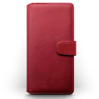 Samsung Galaxy A31 hoesje, MobyDefend luxe echt leren wallet bookcase, Rood