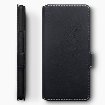 Samsung Galaxy A31 hoesje, MobyDefend slim-fit extra dunne bookcase, Zwart