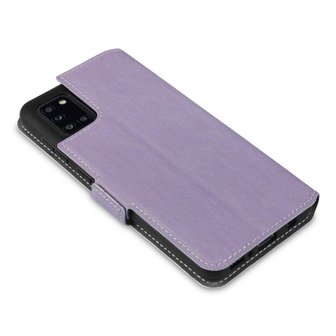 Samsung Galaxy A31 hoesje, MobyDefend slim-fit extra dunne bookcase, Paars