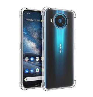 Nokia 8.3 hoesje, Transparante Shock proof gel case met verstevigde hoeken, Volledig doorzichtig