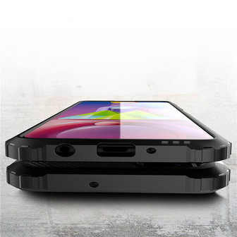 Samsung Galaxy M51 hoesje, Dubbel gelaagde pantsercase, Zwart
