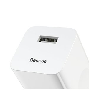 Baseus Wall charger, Oplader met 1 USB-poort, Quick Charge 3.0, Wit