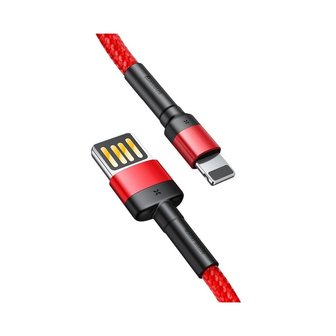 Baseus USB-A naar Lightning kabel, 2 Meter, Rood-Zwart