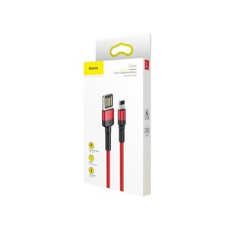 Baseus USB-A naar Lightning kabel, 2 Meter, Rood-Zwart