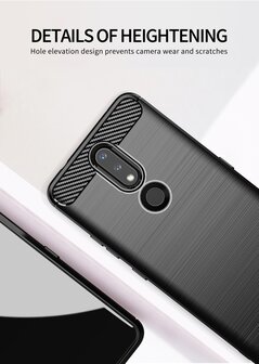 Nokia 2.4 hoesje, Gel case geborsteld metaal en carbonlook, Zwart