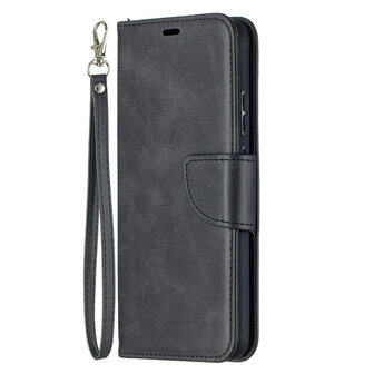 Nokia 5.4 hoesje, MobyDefend Wallet Book Case Met Koord, Zwart