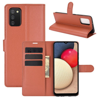 Samsung Galaxy A02s hoesje, MobyDefend Kunstleren Wallet Book Case, Bruin