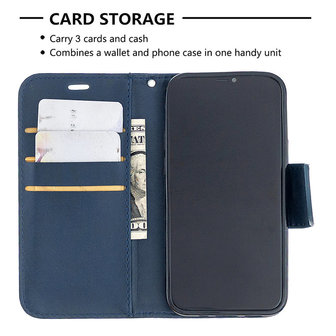 Apple iPhone 12 Mini hoesje, MobyDefend Wallet Book Case Met Koord, Blauw