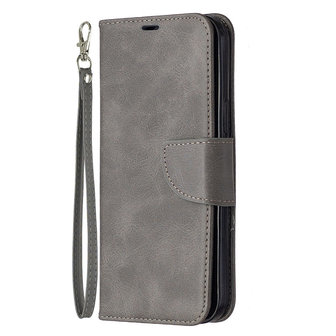 Apple iPhone 12 Pro Max hoesje, MobyDefend Wallet Book Case Met Koord, Grijs