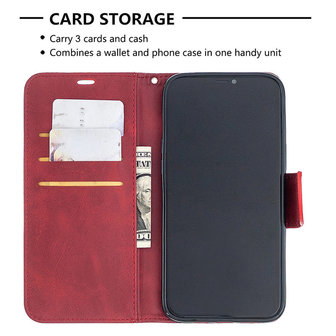 Apple iPhone 12 Pro Max hoesje, MobyDefend Wallet Book Case Met Koord, Rood