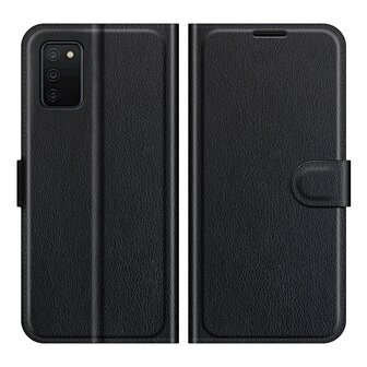 Samsung Galaxy A03s Hoesje, MobyDefend Kunstleren Wallet Book Case, Zwart