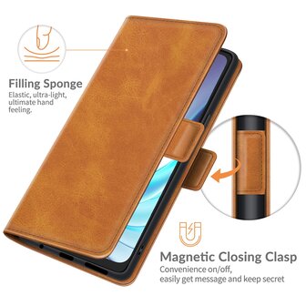 Motorola Moto G50 Hoesje, MobyDefend Luxe Wallet Book Case (Sluiting Zijkant), Lichtbruin