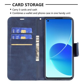 Oppo Reno6 Pro Hoesje, MobyDefend Wallet Book Case Met Koord, Blauw